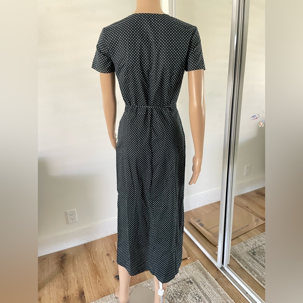 Jenni Kayne Classic Cotton Midi Wrap Dress Size XS $295 Deep Blue Polka Dot - Picture 4 of 6